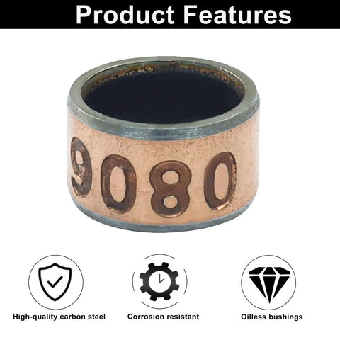 Front view of 10 Piece Oilless Sleeve Bearings Set With 8mm Bore 10mm OD And 6mm Length Wrapped Bushings Bronze Sintered Coated