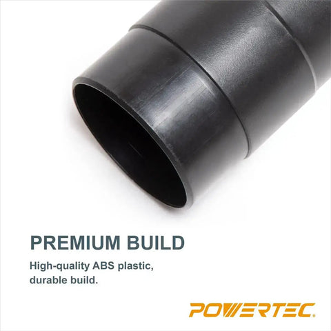 Close-up of a 4 Inch Dust Hose Connector With Quick Connect Splice Adapter For Dust Collection Systems ABS Plastic No Fuss Quick Connect Secure Fit Extends Hose Reach For 4 Inch ID Hoses showing premium ABS material.