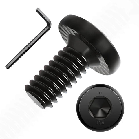 1/4-20 Flat Head Hex Socket Cap Screws Bolts, 1/2 Inch Length, 25 Pack, fully threaded, with hex spanner, close-up view.