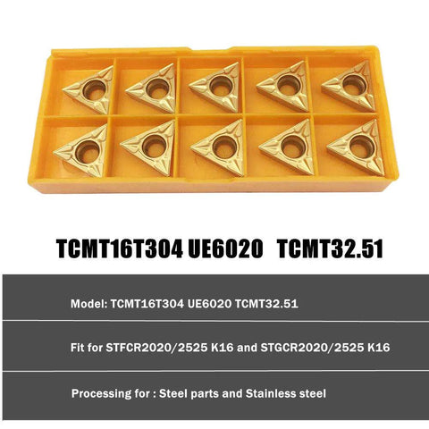 Carbide External Turning Inserts TCMT32.51 10 Pcs For STFCR Tool Holders Finishing And Semi Finishing Steel And Stainless Steel