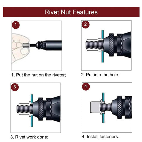 Step-by-step instructions for using 850 Piece Metric Rivnut Kit For Metal DIY Projects Includes M3 To M10 Rivnuts In Six Sizes