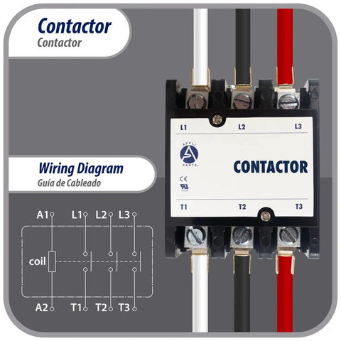 Heavy Duty 3 Pole Contactor 60 Amp 240 Volt Coil Replacement for HVAC Systems wiring diagram visible