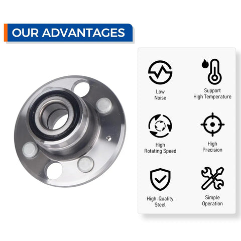 Rear Wheel Bearing And Hub Assembly 512034 Fits Acura Integra 1994 To 1998 Non ABS Honda Accord 1986 To 1989 Civic 1992 To 2000