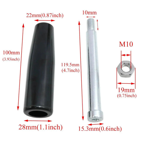 Revolving Lathe Handle And Trailer Jack Hand Wheel M10 Threaded Crank With Nuts showing grip and thread dimensions
