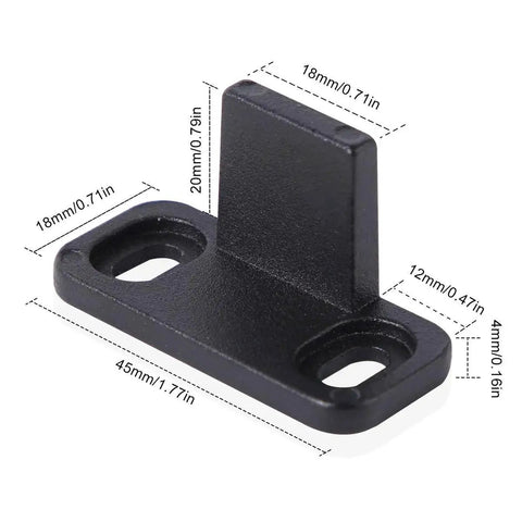 Barn Door Floor Guide Matte Black Metal Floor Mounted Bottom Guide Hardware Adjustable For Sliding Doors Two Pack Durable Carbon Steel With Powder Coated Finish Works With Grooved And Non Grooved Doors, side view with dimensions