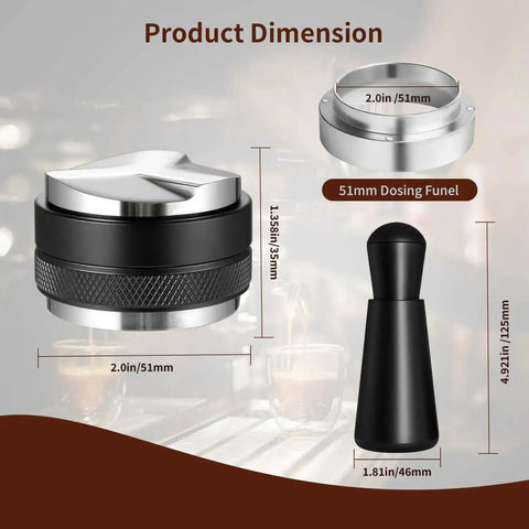 Heavy Duty 51mm Espresso Accessories Kit With Dual Head Coffee Distributor And Tamper WDT Tool And Magnetic Dosing Funnel