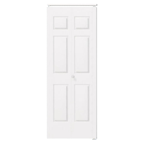 Bifold Closet Door For 30 x 80 Opening, 6 Lite Panel Hollow Core With Hardware Kit, Durable MDF And PVC Covered Construction