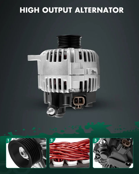 Beefed-Up 120 Amp Alternator Replacement For Hyundai Santa Fe 2.7L Tiburon 2.7L Tucson 2.7L 2005-2009 And Kia Optima 2.7L 2005-2006 Sportage 2.7L 2005-2010 Direct Fit OE Replacement With Long-Lasting Performance 11188 AVA0066 37300-37800 400-40016
