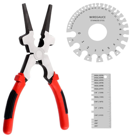 All In One Mig Welding Pliers Set 8 Inch With Stainless Steel Wire Gauge And Sheet Thickness Gauge for quick wire cutting.