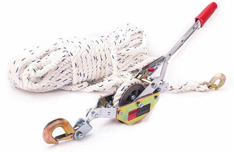 3/4 Ton Capacity Rope Puller With 100 Feet Of 0.6 Inch Rope Come Along Winch for tree felling and heavy lifting
