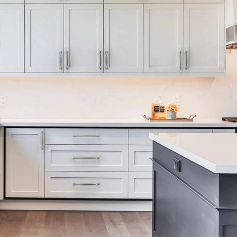 Modern kitchen with 10 Pack Brushed Satin Nickel Cabinet Pulls With 5 Inch Hole Centers For Cabinets Cupboards And Drawers