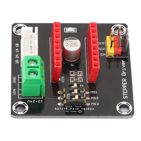 Front view of Beefed Up 42 Stepper Motor Driver Expansion Board For 3D Printers With On Board DIP Switch And Terminal Power Connector.