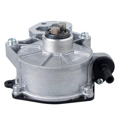 Brake vacuum pump, silver aluminum housing with side vacuum outlet and mounting flange