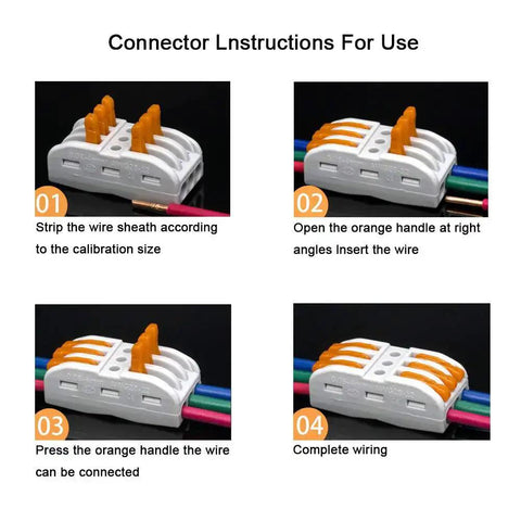 30 Pcs Lever Nut Wire Connectors SPL2 SPL3 Bundle with instructions for wiring using flame retardant Nylon PA66 connectors