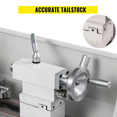 Tailstock of 8.7x23.6 Inch Mini Metal Lathe 1100W With Infinitely Variable Speed LED Display Forward And Reverse