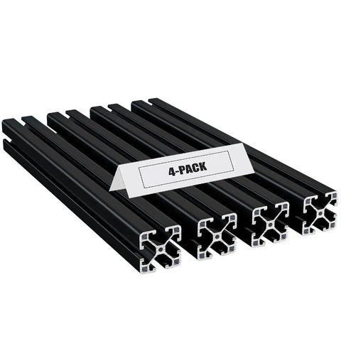 Four Pack 4040 T Slot Aluminum Extrusion Profiles In Anodized Black For European Standard Framing And Linear Motion Guide Rails