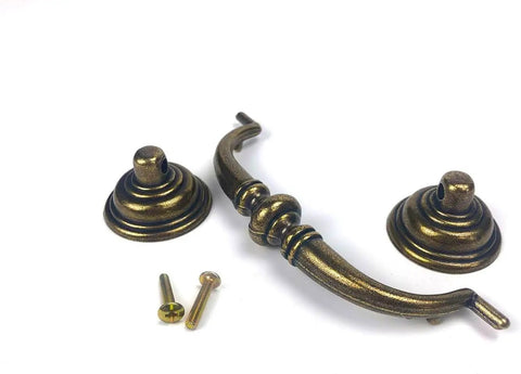 Antique Bronze Drawer Pulls Six Pack With Three And A Half Inch Hole Centers For A Retro Dresser Makeover Vintage Vibes Zinc Alloy Drop Bail Pulls For Kitchen Cabinets Cupboards And Desk Drawers RiseDirectly, showing a handle and hardware components.