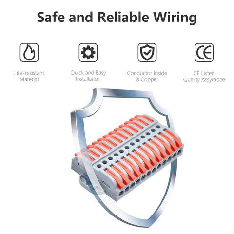 Image of a six pack lever wire connectors kit, featuring a 12-position terminal strip for safe and reliable wiring.