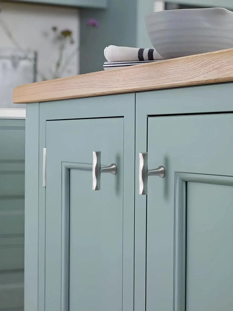 Brushed Nickel Cabinet Knobs 10 Pack Hammered Silver Handles For Kitchen Cabinets Drawers Cupboards And Vanities installed on wooden cabinets.