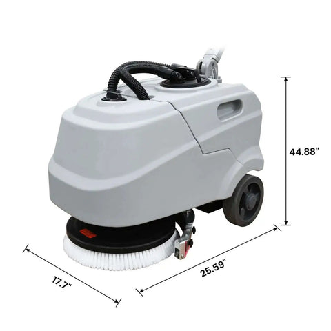 Foldable Walk Behind Floor Scrubber Machine With 180 RPM And 300W Motor, Heavy Duty Hand Push Design, 17L Sewage Tank And 15L Solution Tank