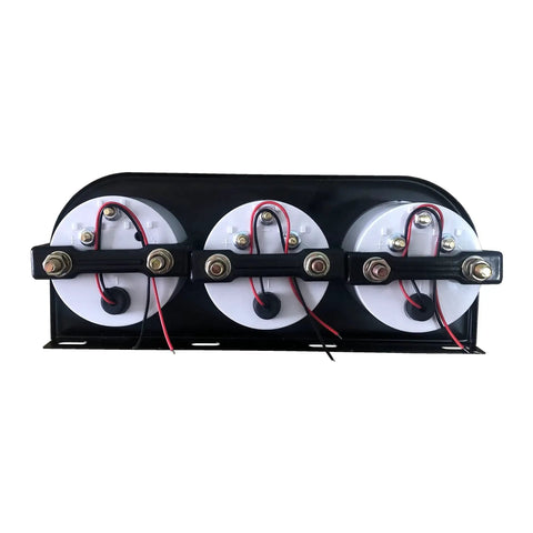 Back view of Three In One Auto Gauge Meter Kit 52mm For 12V Cars Trucks Tractors And Marine Engines with black console and wiring