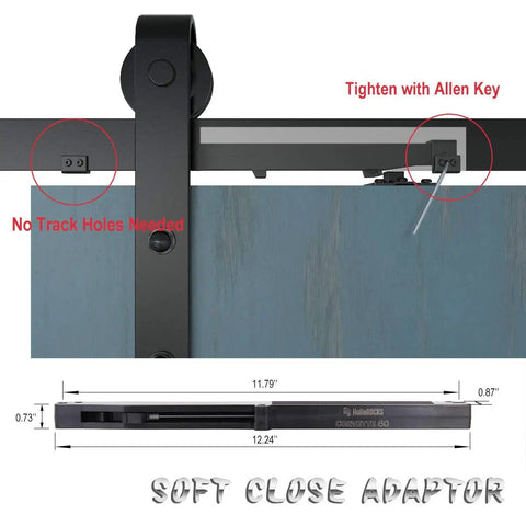 Two Pack Soft Close Barn Door Hardware Kit With Spring Buffer Damper Hole Free Design for Doors Up To 176 Lb Weight Capacity