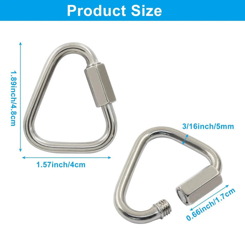 M5 Delta Quick Links Triangle 3 16 Inch 4 Pcs 316 Stainless Steel Triangle Locking Quick Connectors product size details