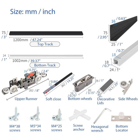 Concealed Sliding Barn Door Hardware And Track With Floating Wall Mount And Double Soft Close For Ultra Quiet Smooth Operation