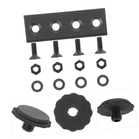 DIY Ready Sliding Barn Door Connector Kit For No Fuss Seamless Track Connection And Smooth Operation Compatible With Various Door Types Splice Brackets And Durable Door Connection Hardware showing black metal bolts, nuts and connector plate