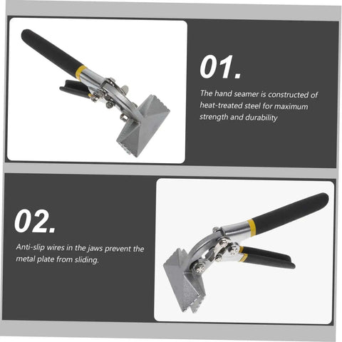 3 Inch Hand Seamer Metal Bending Tool for Sheet Metal and Roofing Straight Jaw Pliers Anti Slip Clamps Edge Seam Bender