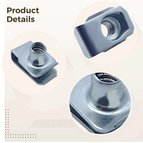 60 Pcs Stainless Steel U Clip Nuts Set M6 M8 M10 304 Grade Speed Clip Fasteners close-up details
