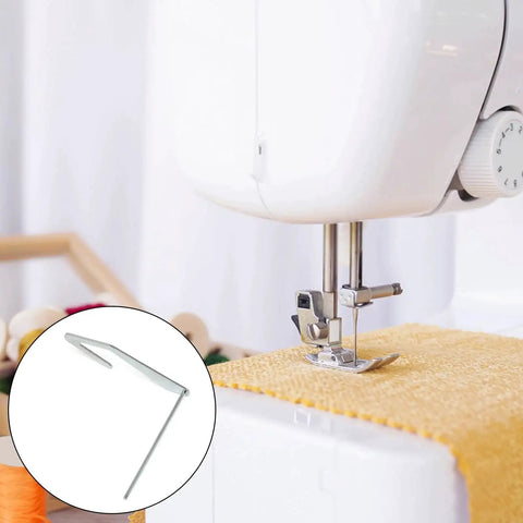 Installed Honbay quilting guide bar on a white household sewing machine; metal silver bar beside presser foot.