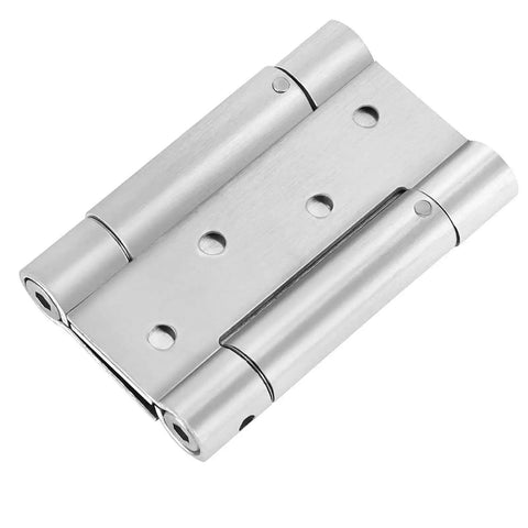 4 Inch Double Action Spring Door Hinges Heavy Duty Stainless Steel Ball Bearing Self Closing With Screws And Adjusting Pin Ideal For Cafes Bars Saloons 2 Pairs, showing hinge