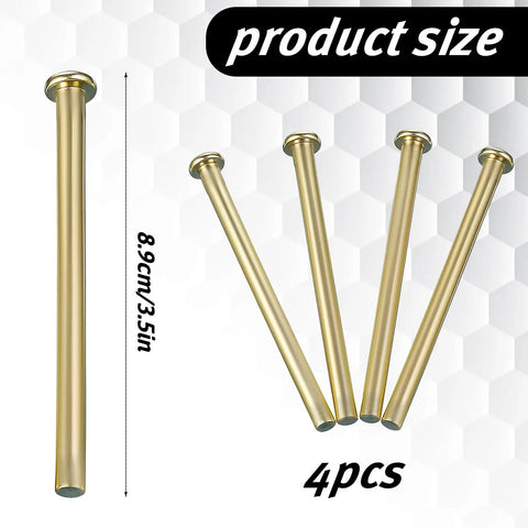 4 Pack 3.5 Inch Door Hinge Pins Stainless Steel With Gold Finish For Interior Wood Doors Replacement Screws Included Fits Self Closing Doors Kitchen And Garage Hinges Hardware That Keeps Your Doors Swinging Smoothly Easy Quick Swap, product size shown, 4 pieces