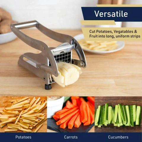 Homemade Fries Made Easy With A French Fry Cutter That Has Two Blades For Shoestring And Steak Fries Stainless Steel Potato Slicer