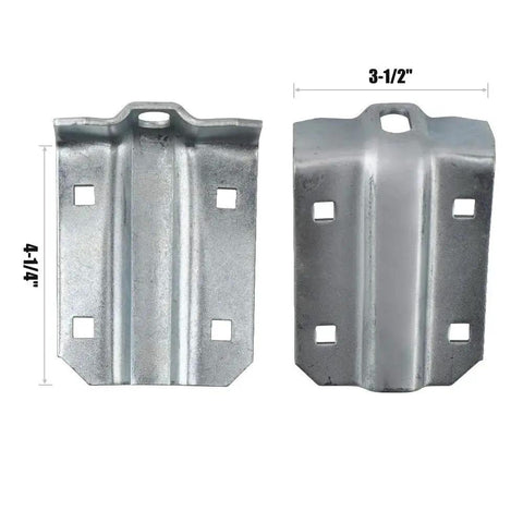 Box Rail Hanger Kit 2 Set For Exterior Barn Doors, zinc-plated steel brackets, close-up front view, 225 lbs safe working load