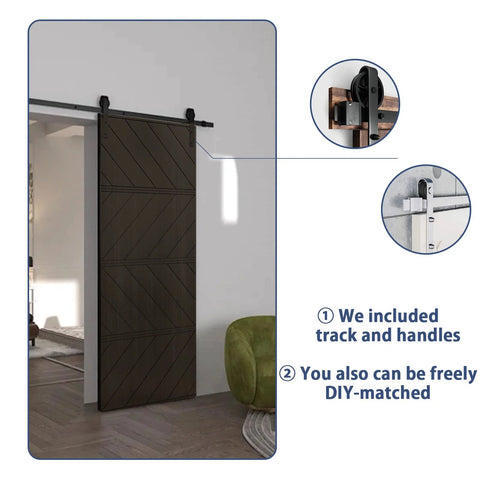Sliding Barn Door 36 By 84 Inches With Pre Drilled Slab, Hardware Kit And Handle, MDF And PVC Surface, Waterproof Coating, No Painting Needed, Ready To Assemble, Black installed in living space
