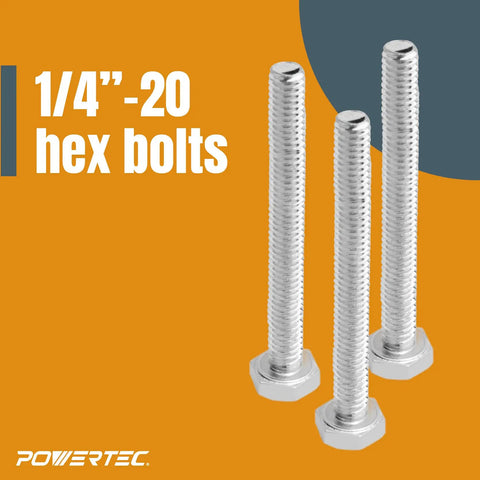 1/4-20 hex bolts from the T Track Knob Kit Set With Five Star Knobs, 12 Piece Replacement Hardware for Woodworking Jigs and Fixtures