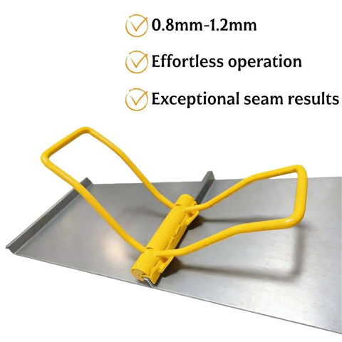 90 Degree Vertical Seam Locking Tool For Metal Roof Panels Hand Seamer Heavy Duty Bender shown with metal sheet