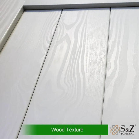 Close-up of 54x84 Inch MDF Barn Door with Waterproof PVC Surface, showcasing wood grain texture and solid slab design.