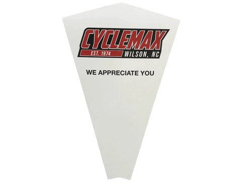 Cyclemax Wilson NC appreciation note with red logo and text on white background