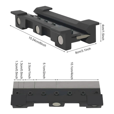 Magnetic Brake Bender Attachment for Vise, 8 Inch Metal Bender Tool With 90 Degree Bends And 5 Press Fingers diagram with dimensions.