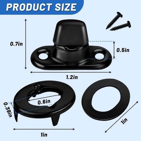 Product dimensions of Marine Grade Twist Lock Fasteners Kit With 25 Sets And Rust Proof Coating for boats and RVs.