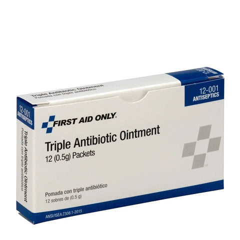 Box of Triple Antibiotic Ointment Packets For Minor Cuts And Scrapes Grab And Go From First Aid Only 12-001