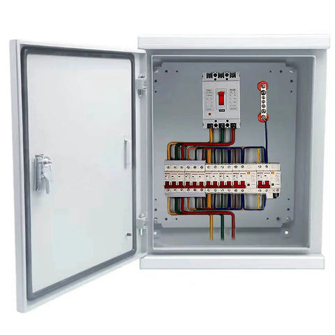 Open view of Heavy Duty Cold Rolled Steel Electrical Enclosure Box 20 By 16 By 8 Inches For Outdoor Or Indoor Use IP66 Weatherproof.