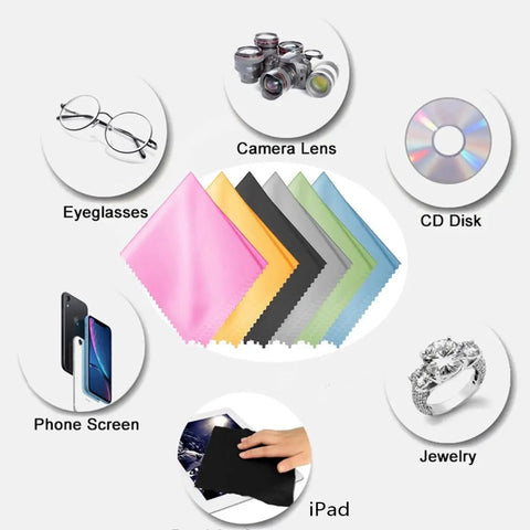 12 Pack Microfiber Cleaning Cloths For Glasses Screens Electronics 6 By 7 Inch with uses for glasses and lenses