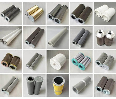 Assorted hydraulic filter cartridges including Single Hydraulic Filter Element R928035641 for Bosch Rexroth hydraulics, high-efficiency media.
