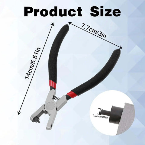 2.0mm Shoe Strap Hole Puncher with one hand operation, dimensions 14x7.7cm, for watch bands, leather belts, fabric, and earring cards