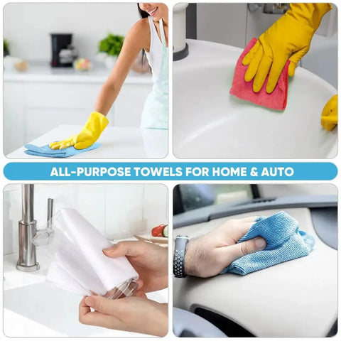 Blue Microfiber Shop Towels Roll With 55 Sheets Washable And Reusable 11x9 Inch Cloths used for cleaning various surfaces