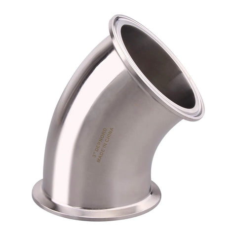 DERNORD 45 Degree Elbow, 3 in. Tube OD, stainless steel 304 tri-clamp pipe fitting